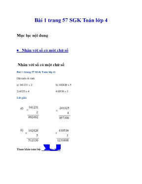 Giải toán lớp 4 phần 2 phép nhân full