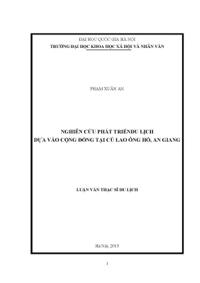 Luận văn thạc sĩ nghiên cứu phát triển du lịch dựa vào cộng đồng tại cù lao ông hổ an giang