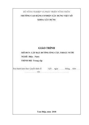 Giáo trình lắp đặt đường ống cấp thoát nước nghề điện nước trung cấp