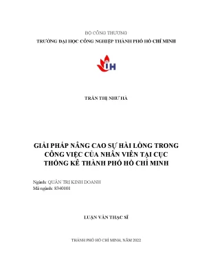 Giải pháp nâng cao sự hài lòng trong công việc của nhân viên tại cục thống kê thành phố hồ chí minh