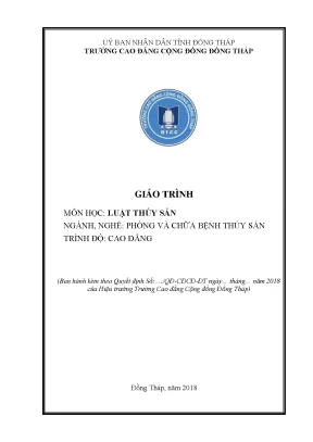 Giáo trình luật thủy sản nghề phòng và chữa bệnh thuỷ sản cao đẳng
