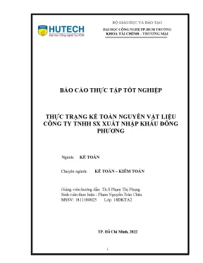 Thực trạng kế toán nguyên vật liệu công ty tnhh sx xuất nhập khẩu đông phươn