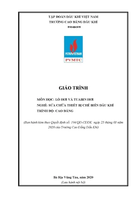 Giáo trình lò hơi và tuabin hơi nghề sửa chữa thiết bị chế biến dầu khí trình độ cao đẳng
