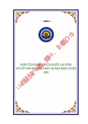 Phân tích đánh giá của người lao động đối với văn hóa nhà hàng tại nhà hàng duyên anh