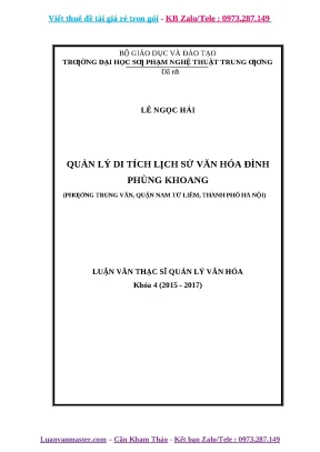 Luận văn quản lý di tích lịch sử văn hóa đình phùng khoang phường trung văn quận nam từ liêm thành phố hà nội