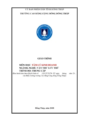 Giáo trình tâm lý kinh doanh nghề văn thư lưu trữ trung cấp
