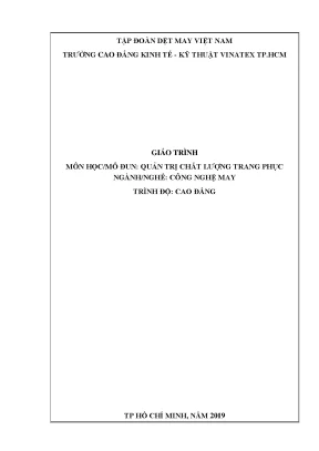 Giáo trình quản trị chất lượng trang phục nghề công nghệ may trình độ cao đẳng
