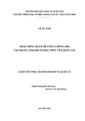 Luận văn thạc sỹ kinh doanh và quản lý hoạt động quan hệ công chúng pr tại trung tâm khí tượng thủy văn quốc gia