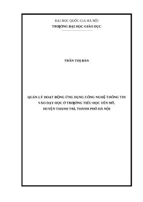 Luận văn thạc sỹ quản lý hoạt động ứng dụng công nghệ thông tin vào dạy học ở trƣờng tiểu học yên mỹ huyện thanh trì thành phố hà nội