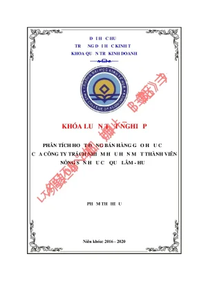 Khóa luận tốt nghiệp phân tích hoạt động bán hàng gạo hữu cơ tại công ty tnhh mtv nông sản hữu cơ quế lâm