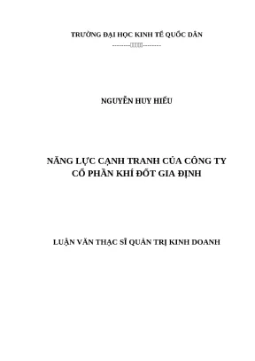 Luận văn thạc sĩ năng lực cạnh tranh của công ty cổ phần khí đốt gia định