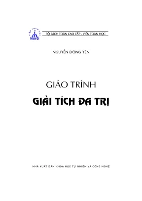 Giáo trình giải tích đa trị phần 1 nguyễn đông yên