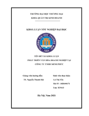Phát triển văn hóa doanh nghiệp tại công ty tnhh minh phúc