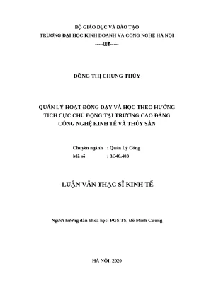 Luận văn thạc sĩ hubt hoạt động dạy và học theo hướng tích cực chủ động tại trường cao đẳng công nghệ kinh tế và thủy sản