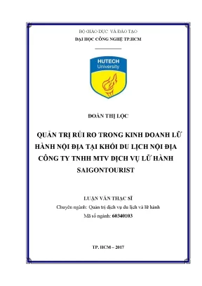 Luận văn thạc sĩ quản trị rủi ro trong kinh doanh lữ hành nội địa tại khối du lịch nội địa công ty tnhh mtv dịch vụ lữ hành saigontourist