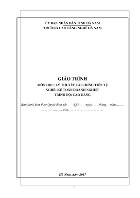 Giáo trình lý thuyết tài chính tiền tệ nghề kế toán doanh nghiệp cao đẳng 2