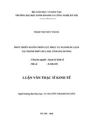 Luận văn thạc sĩ hubt nguồn nhân lực phục vụ ngành du lịch tại thành phố chí linh tỉnh hải dương