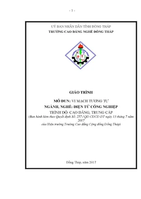 Giáo trình vi mạch tương tự nghề điện tử công nghiệp cđtc
