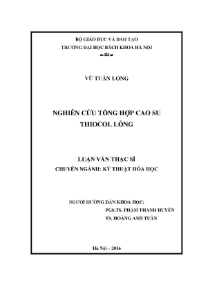 Luận văn thạc sĩ nghiên cứu tổng hợp cao su thiocol lỏng