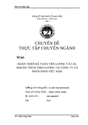 Luận văn tốt nghiệp kế toán tiền lương và các khoản trích theo lương tại công ty cổ phần emin việt nam
