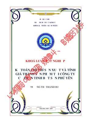 Khóa luận tốt nghiệp kế toán chi phí sản xuất và tính giá thành sản phẩm tại công ty cổ phần tinh bột sắn phú yên