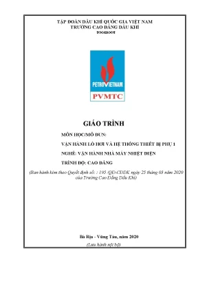 Giáo trình vận hành lò hơi và hệ thống thiết bị phụ 1 nghề vận hành nhà máy nhiệt điện trình độ cao đẳng