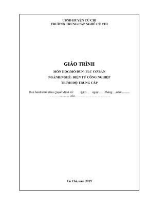 Giáo trình plc cơ bản nghề điện tử công nghiệp