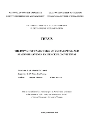 Luận văn thạc sỹ ảnh hưởng của quy mô hộ gia đình tới sự thay đổi chi tiêu và tiết kiệm hộ gia đình ở việt nam
