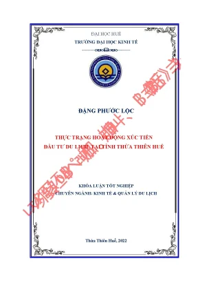 Thực trạng hoạt động xúc tiến đầu tư du lịch tại tỉnh thừa thiên huế