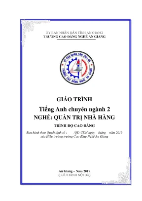 Giáo trình tiếng anh chuyên ngành 2 nghề quản trị nhà hàng trình độ cao đẳng