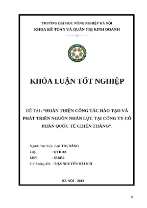 Luận văn tốt nghiệp công tác đào tạo và phát triển nguồn nhân lực tại công ty cổ phần quốc tế chiến thắng