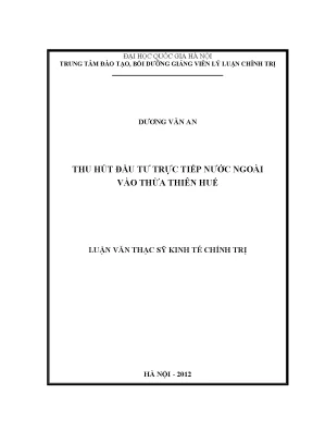 Luận văn thạc sĩ thu hút đầu tư trực tiếp nước ngoài vào thừa thiên huế
