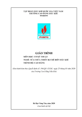 Giáo trình cơ kỹ thuật nghề sửa chữa thiết bị chế biến dầu khí trình độ cao đẳng trường cao đẳng dầu khí năm 2020
