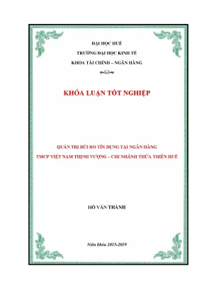 Quản trị rủi ro tín dụng tại ngân hàng thương mại cô phần việt nam thịnh vượng chi nhánh thừa thiên huế