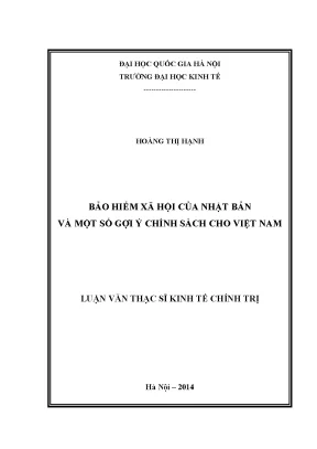 Luận văn thạc sĩ bảo hiểm xã hội của nhật bản và một số gợi ý chính sách cho việt nam