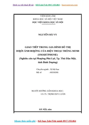 Khóa luận tốt nghiệp giao tiếp trong gia đình đô thị dưới ảnh hưởng của điện thoại thông minh nghiên cứu tại phường phú lợi thành phố thủ dầu một tỉnh bình dương