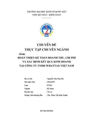 Hoàn thiện kế toán doanh thu chi phí và xác định kết quả kinh doanh tại công ty tnhh whattax việt nam