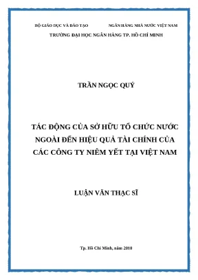 0186 tác động của sở hữu tổ chức nước ngoài đến hiệu quả tài chính của các cty niêm yết tại việt nam luận văn thạc sĩ kinh tế trần ngọc quý tp hcm đh nh