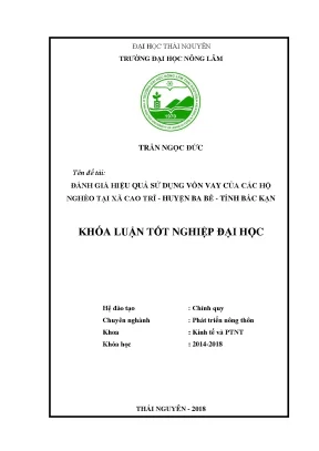 Khóa luận tốt nghiệp đánh giá hiệu quả sử dụng vốn vay của các hộ nghèo tại xã cao trĩ huyện ba bể tỉnh bắc kạn