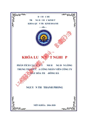 Khóa luận tốt nghiệp các yếu tố ảnh hưởng đến lòng trung thành của công nhân viên tại công ty may hòa thọ