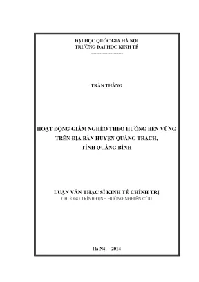Luận văn thạc sĩ hoạt động giảm nghèo theo hướng bền vững trên địa bàn huyện quảng trạch tỉnh quảng bình