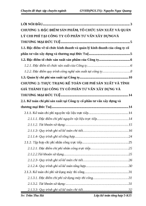 Luận văn tốt nghiệp kế toán chi phí sản xuất và tính giá thành sản phẩm tại công ty cổ phần tư vấn xây dựng và thương mại đức tuệ