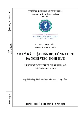 Luận văn xử lý kỷ luật cán bộ công chức đã nghỉ việc nghỉ hưu