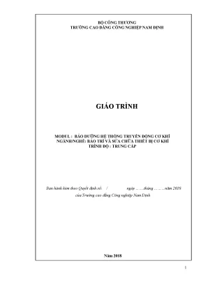 Giáo trình bảo dưỡng hệ thống truyền động cơ khí