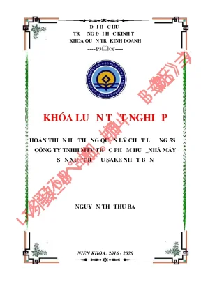 Khóa luận tốt nghiệp hoàn thiện hệ thống quản lý chất lượng 5s của công ty tnhh mtv thực phẩm huế