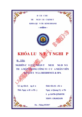 Nghiên cứu các nhân tố ảnh hưởng đến sự thỏa mãn trong công việc của nhân viên khách sạn la residence spa
