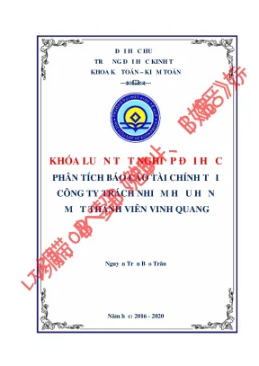 Khóa luận tốt nghiệp phân tích báo cáo tài chính tại công ty trách nhiệm hữu hạn một thành viên vinh quang