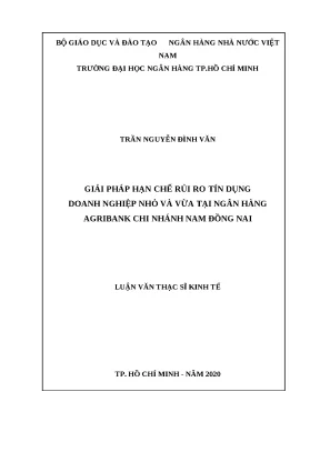 1127 giải pháp hạn chế rủi ro tín dụng dn nhỏ và vừa tại nh agribank chi nhánh nam đồng nai luận văn thạc sĩ tcnh trần nguyễn đình văn phan thị linh tp
