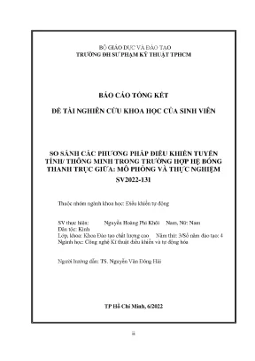 Đề tài nckh so sánh các phương pháp điều khiển tuyến tính thông minh trong trường hợp hệ bóng thanh trục giữa