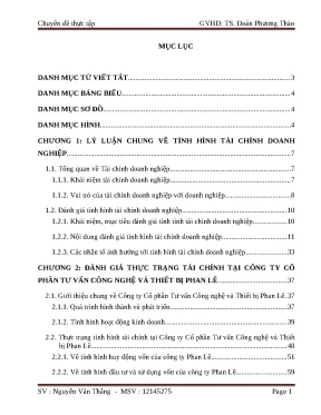 Luận văn tốt nghiệp giải pháp cải thiện tình hình tài chính của công ty cổ phần tư vấn công nghệ và thiết bị phan lê